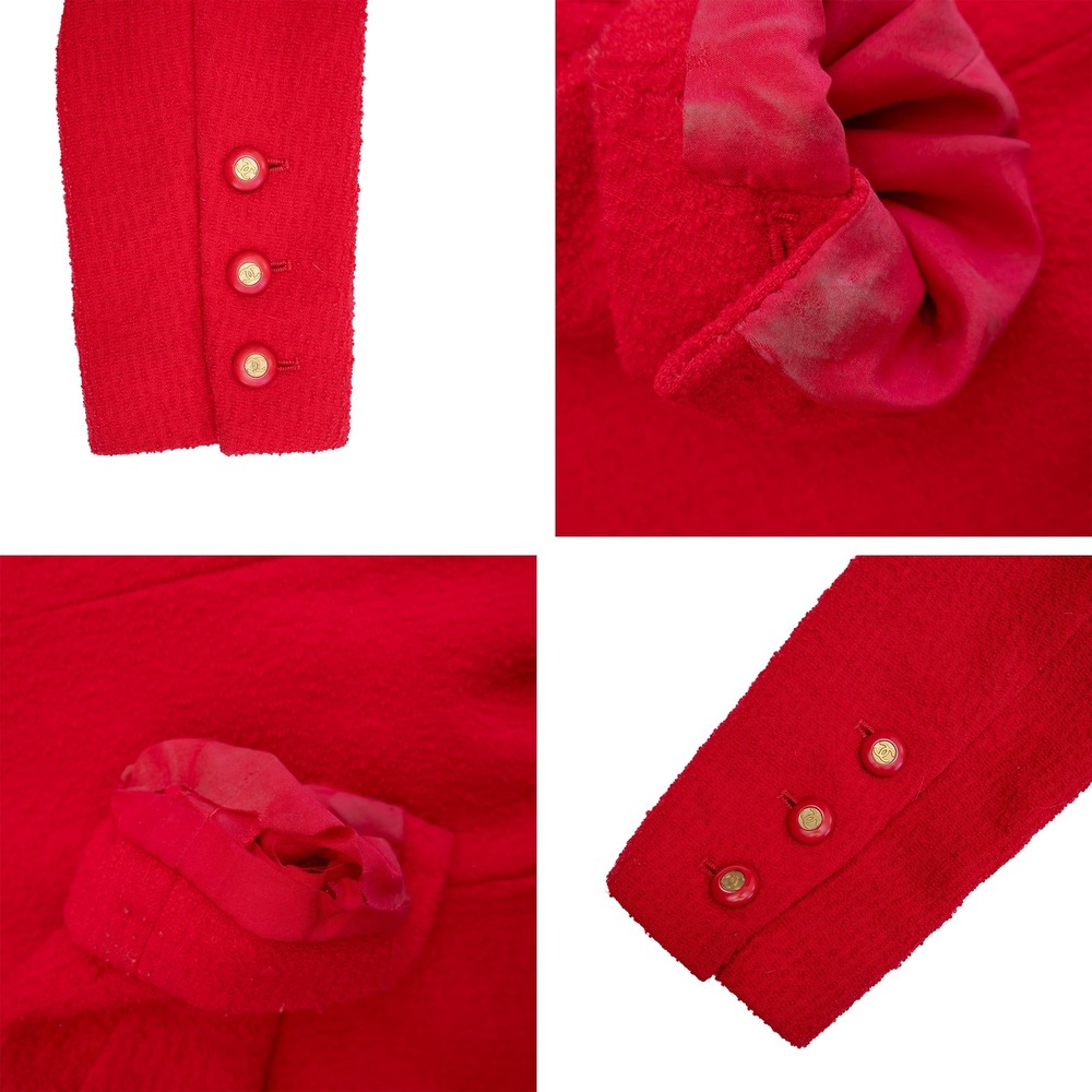 RARE Vintage CHANEL Runway Red Tweed Cropped Blazer  FR 36 US 4 - Picture 7 of 10